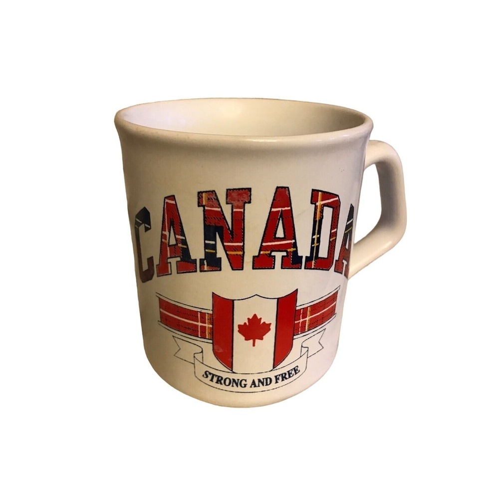 Vintage Tams England Ceramic Canada Mug With Strong & Free Crest Design